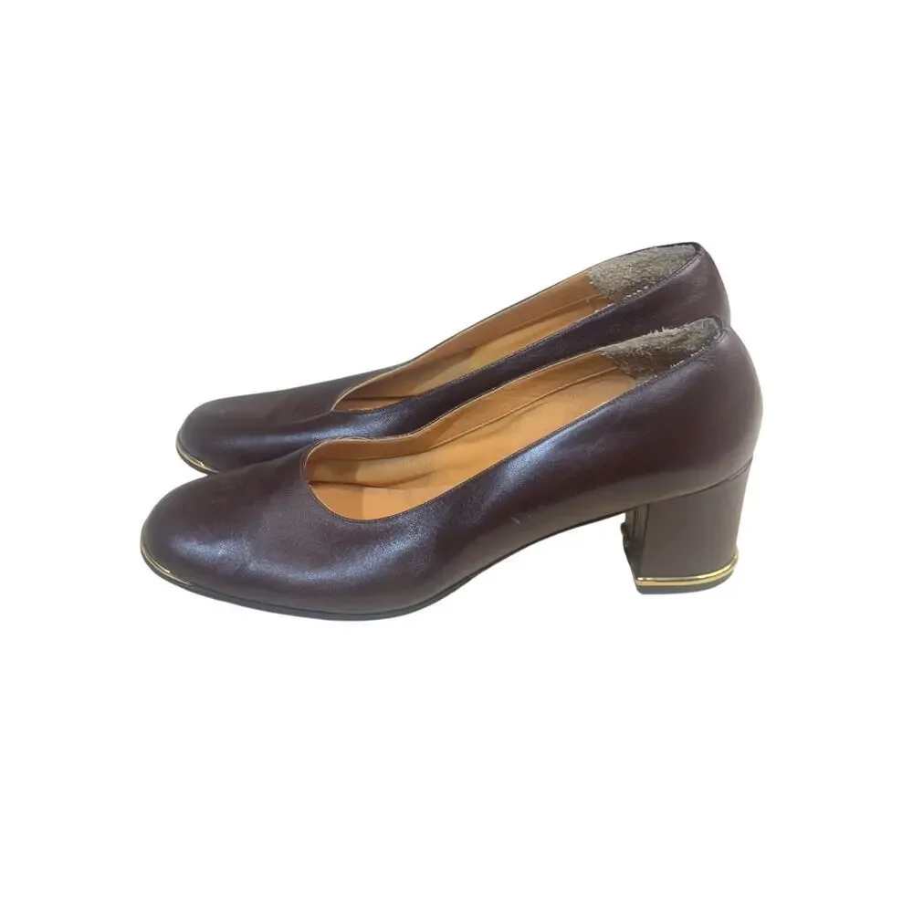 Vintage garfinckels leather block heel size 9